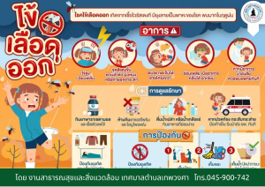 ประชาสัมพันธ์ เรื่อง โรคไข้เลือดออกเชื้อไวรัสแดงกี มียุงลายเป็นพาหะของโรคพบในช่วงฤดูฝน