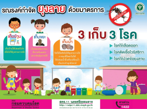 รณรงค์ให้ประชาชนในพื้นที่ป้องกันการระบาดของโรคไข้เลือดออก และกำจัดแหล่งเพาะพันธุ์ยุงลายในช่วงฤดูฝน (เดือนพฤษภาคม &ndash; เดือนตุลาคม) มาตรการ 5 ป 2 ข และ 3 เก็บป้องกัน 3 โรค